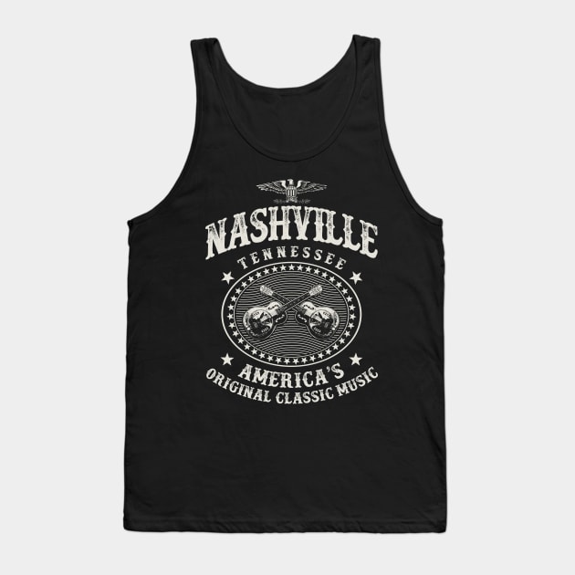 Nashville Music City Tennessee Guitars Vintage Tank Top by Designkix